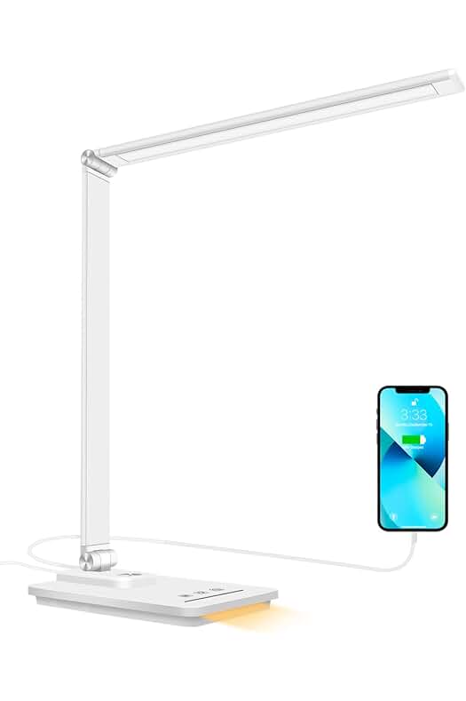 Flexo de escritorio LED con luz nocturna, control táctil y carga USB, 10 niveles de luminosidad.