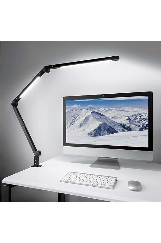 Flexo de Escritorio LED, Lámpara de Mesa con Brazo Oscilante y Control Táctil para Trabajo y Estudiar.