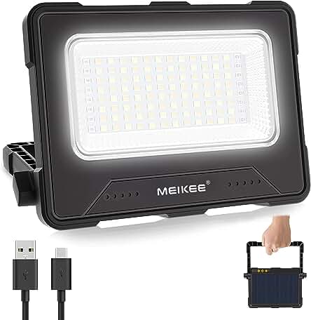 Foco LED Recargable MEIKEE con 10000mAh de batería y carga solar USB.