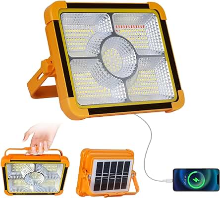 Foco LED recargable solar de 100W: iluminación portátil y eficiente para camping y trabajo