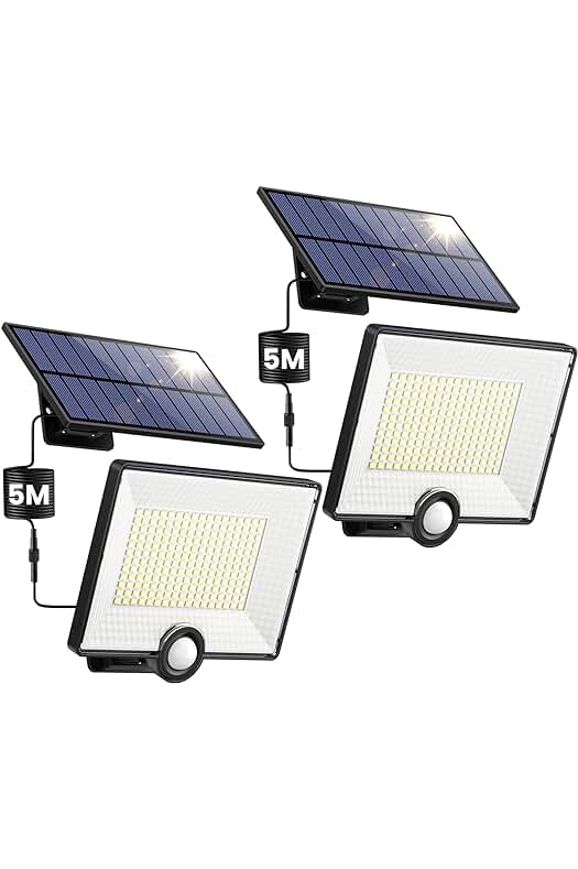 Focos Solares Exteriores: Iluminación Potente y Resistente al Agua para Jardín, Garaje y Caminos [Pack de 2]