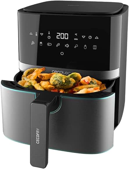 Freidora de Aire Caliente Cecotec Full InoxBlack 5500 Pro - Sin Aceite, Digital y Dietética.