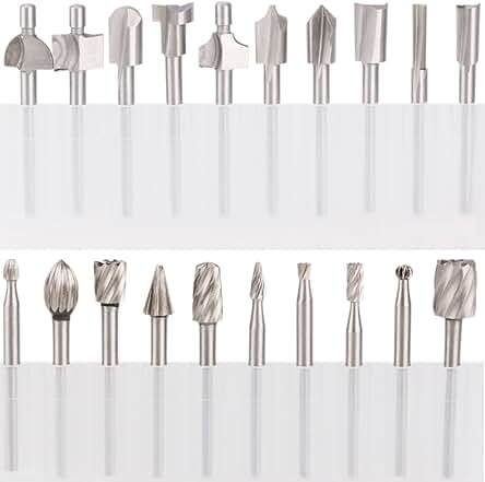 Fresas HSS para Herramientas Rotatorias: Kit de 20Pcs de Encaminamiento y Grabado de Precisión