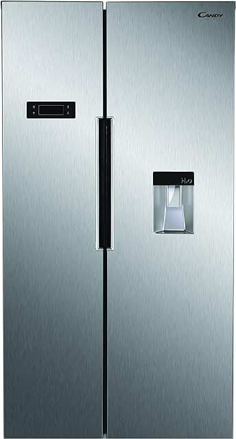 Frigorífico Side by Side Candy CHSBSO 6174XWD: Espacioso, eficiente y elegante en acero inoxidable.