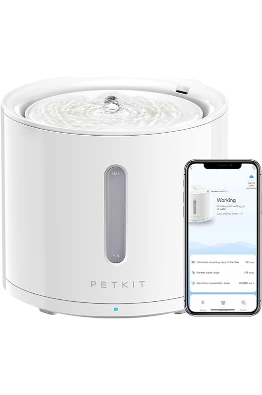 Fuente de agua automática para gatos con control de app y modo ultrasilencioso.