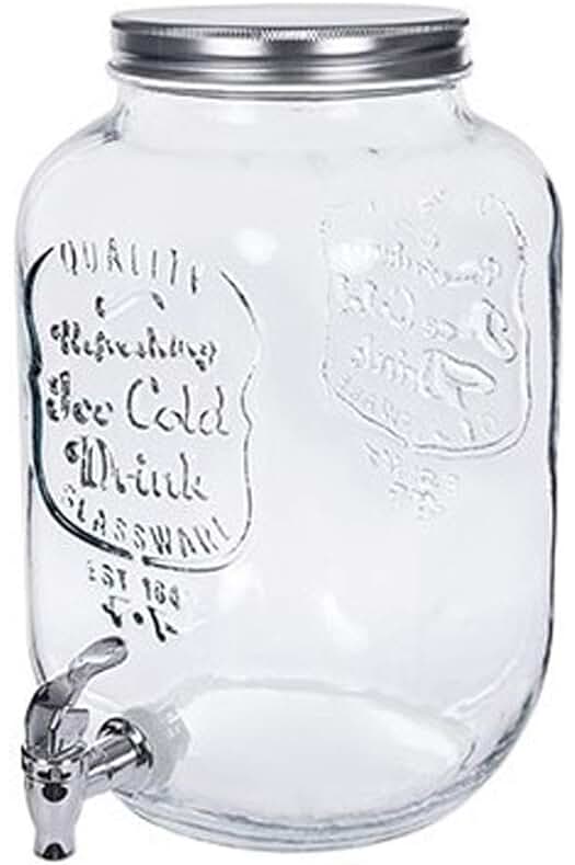 Fuente de Agua de Cristal con Grifo, 8 litros - Ideal para Fiestas, Eventos y Hogar