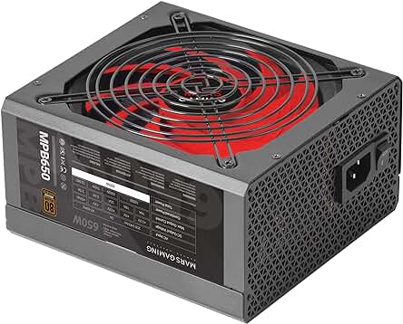 Fuente de alimentación Mars Gaming MPB650, 650W, 6 años de garantía, eficiencia 80Plus Bronze