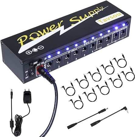 Fuente de Alimentación para Pedales de Efecto de Guitarra con 10 Salidas Aisladas