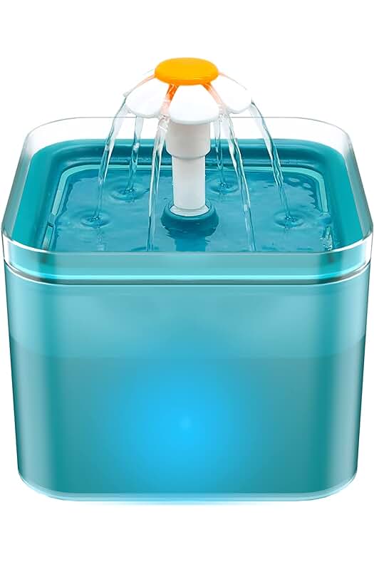 Fuente para Gatos AONBOY: Silenciosa, 2 litros, con Luz LED, Filtro De Carbón y Bomba de Agua