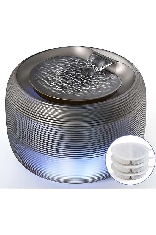 Fuente para Gatos RelaxFlow, Bebedero Automático Silencioso con Cascada Decorativa y Luz LED