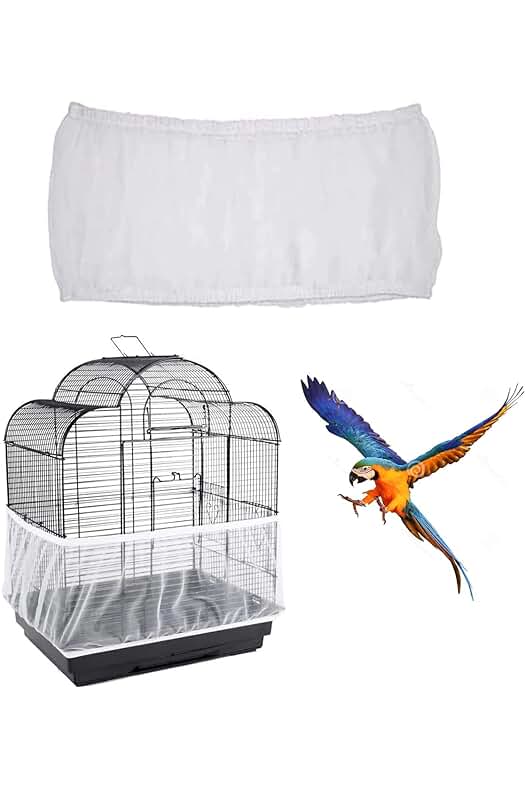 Funda ajustable para jaula de pájaros, mantiene la ventilación limpia y protege las plumas.