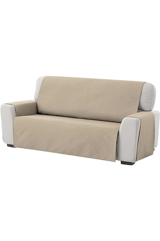 Funda Cubre Sofá Adele: Protector Acolchado Reversible para Sofá de 2 Plazas en Beige.