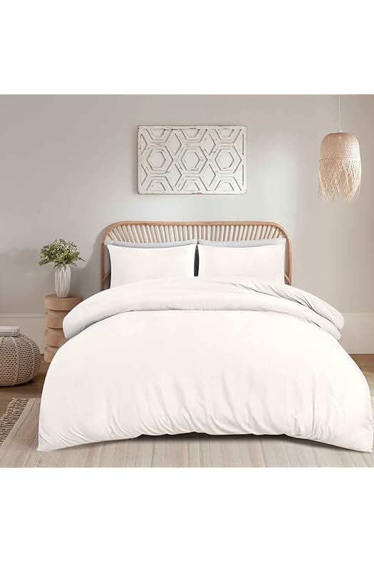 Funda de edredón de lujo de algodón egipcio con 200 hilos, juego de ropa de cama (blanco, tamaño Super King)