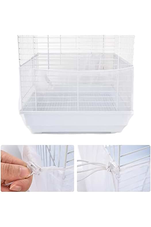 Funda de malla ajustable para jaula de aves, protege y decora tu jaula.