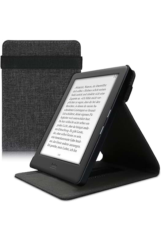 Funda de tela gris para e-Reader Kobo GLO HD/Touch 2.0 - Protección elegante y duradera.