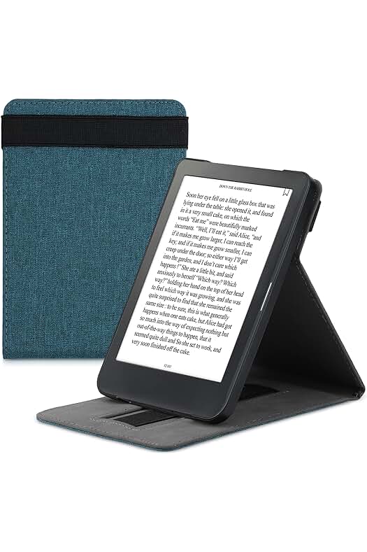 Funda de tela para e-Reader Kobo Clara HD en color petróleo.