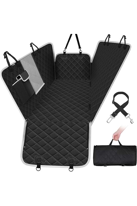 Funda protectora impermeable para perros en coche con rejilla de ventilación.
