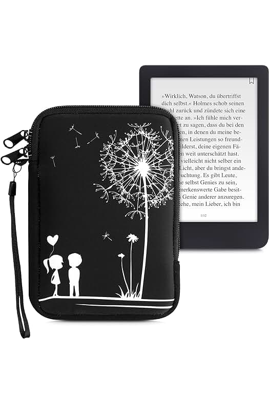 Funda Universal para e-Book - Estuche de Neopreno para e-Reader en Blanco/Negro.