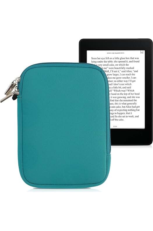 Funda universal para e-reader - Estuche de neopreno con cierre de cremallera en color petróleo.
