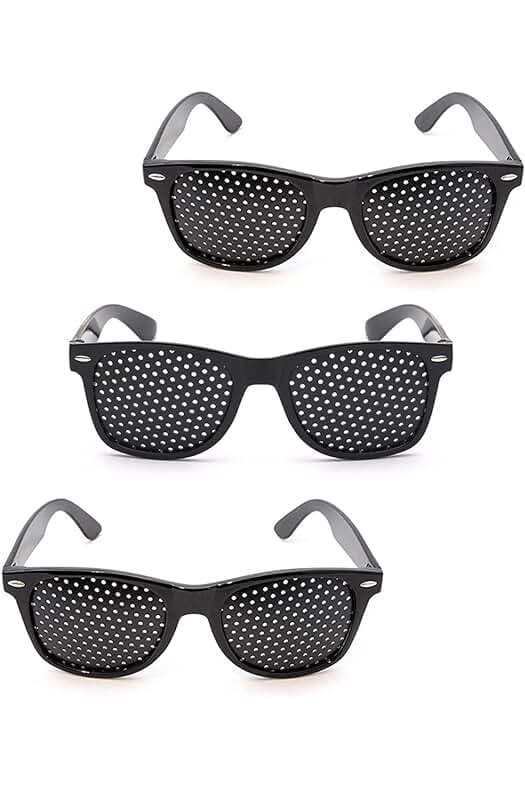 Gafas Estenopeicas: Conjunto de 3 pares de anteojos negros unisex para cuidar la visión.