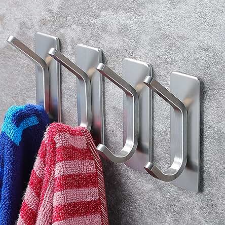 Ganchos adhesivos de acero inoxidable para toallas de cocina y baño de ZUNTO.