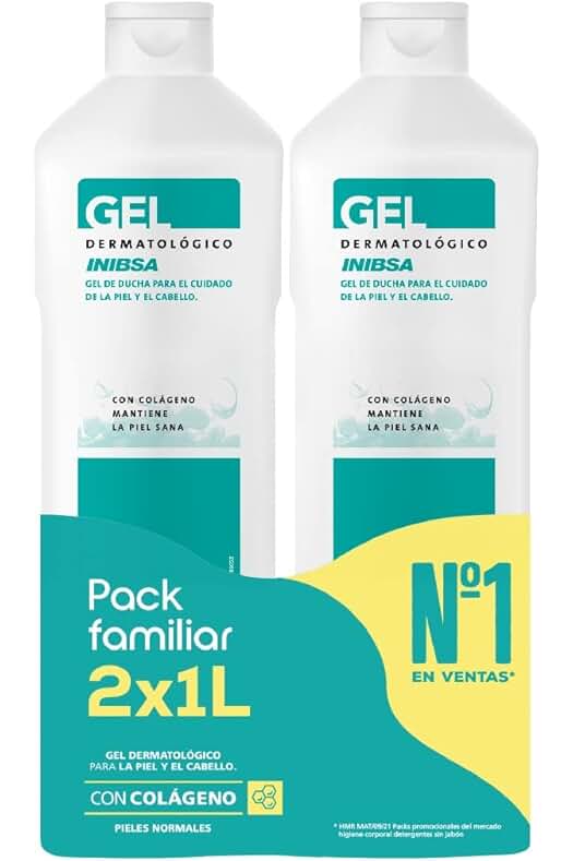 Gel de ducha INIBSA para el cuidado completo de la piel y el cabello - Pack 2x1L (2000ml)