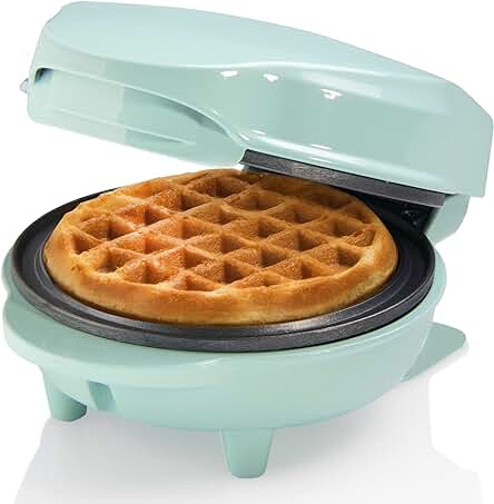 Gofrera clásica con revestimiento antiadherente para deliciosos gofres pequeños en color menta.