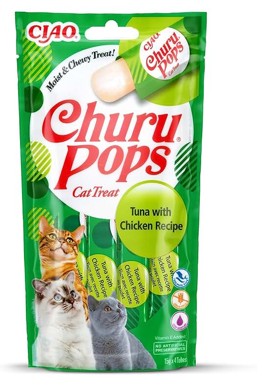 Golosinas de Atún y Pollo para Gatos - Snacks Líquidos y Deliciosos - Porción Práctica 4x15g
