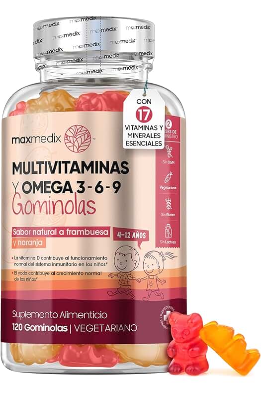 Gominolas Multivitaminas Omega 3 6 9 para Niños - Apoyo Natural al Sistema Inmunitario y Defensas