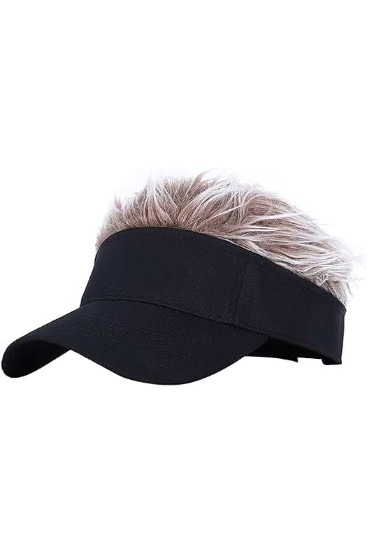 Gorra de peluca ajustable con visera para sol - Divertido accesorio unisex para actividades al aire libre.