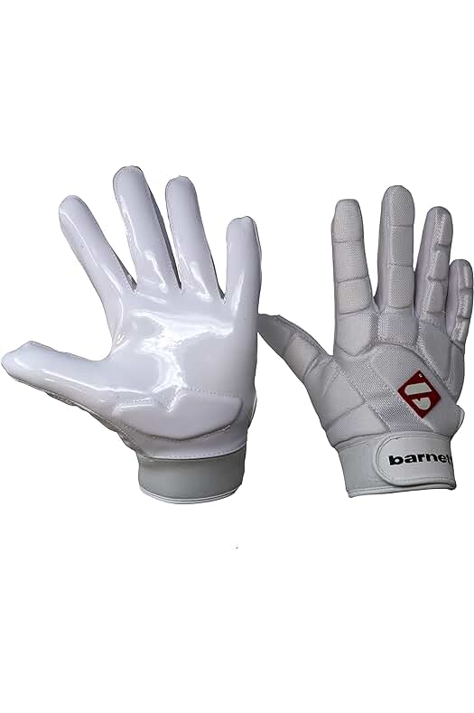 Guantes de fútbol blanco Barnett FKG-03: calidad superior para jugadores de LB, RB y TE.