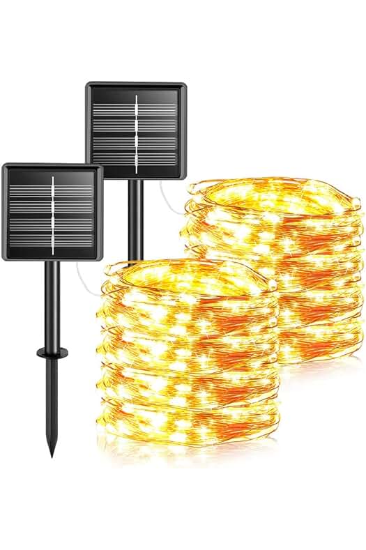 Guirnalda Luces Solares para Exteriores: Jardín, Patio, Terraza - [2 Packs] 12M 120 LED