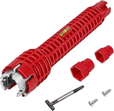 Herramienta de Fontanería Multifuncional: Llave de Grifo y Lavabo Antideslizante, Roja
