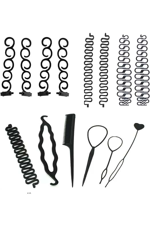 Herramientas de peinado de cabello: conjunto de 12 piezas para trenzar y peinar.
