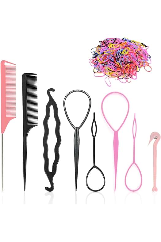 Herramientas de trenzado de pelo: Kit completo con anillos de goma y accesorios para trenzas perfectas.