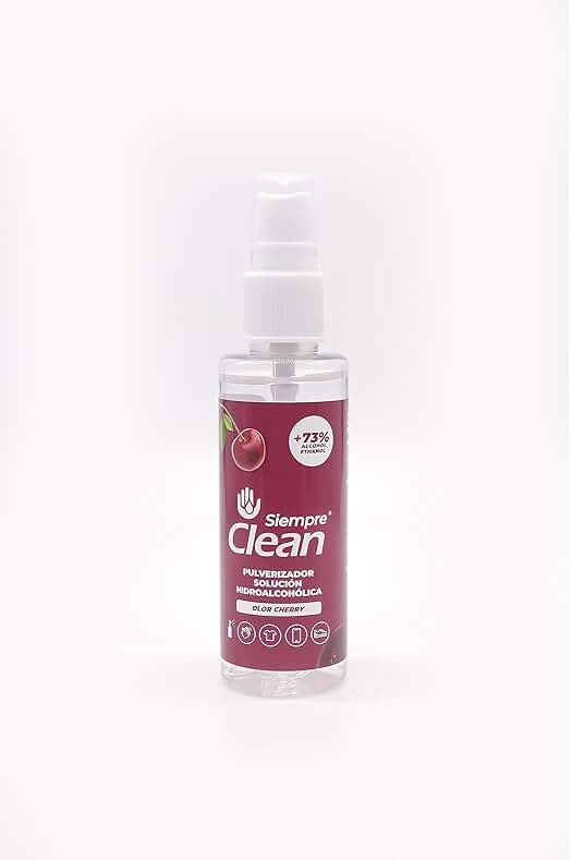 HidroClean | Solución Hidroalcohólica | 73% Alcohol Etílico | Perfume Cereza | 60 ml