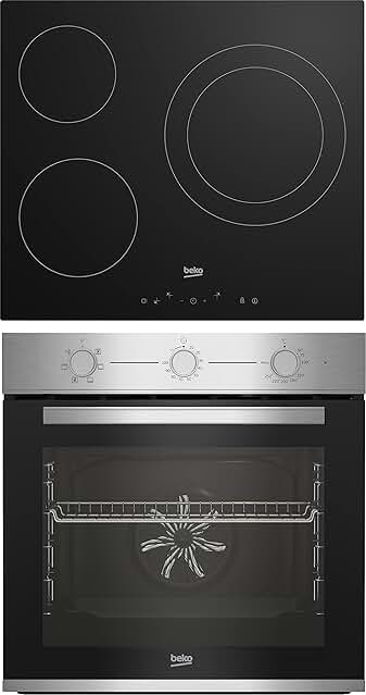 Horno y vitrocerámica Beko BBSE12120XD, con 3 zonas de cocción
