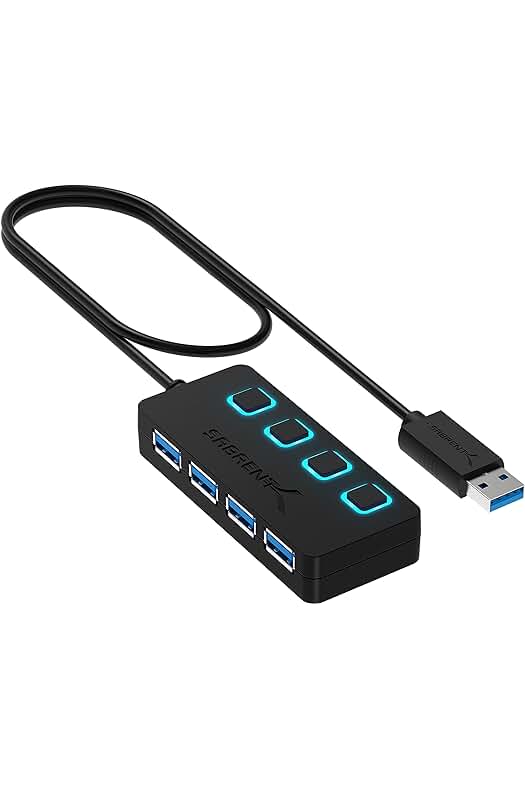 Hub USB 3.0 con interruptores de alimentación individuales y LED para PS5, Xbox, PC y Gaming
