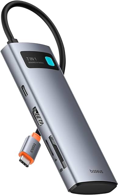 Hub USB C Baseus 7 en 1 con 4K@60Hz HDMI, PD 100W, 3 USB-A, Lector de Tarjetas SD/TF