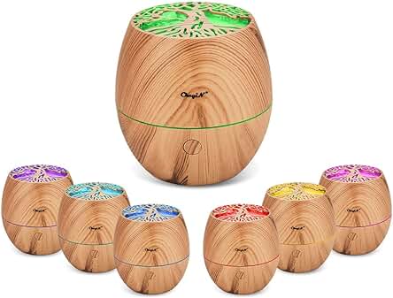 Humidificador de Aceites Esenciales CkeyiN: Silencioso, con Lámpara de Colores y Apagado Automático.