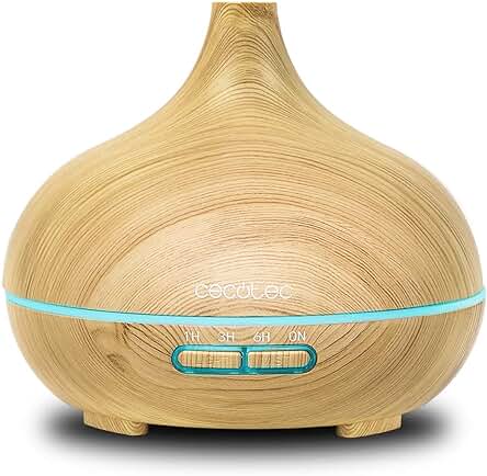 Humidificador Ultrasónico con Temporizador y Aromaterapia, 300 ml, 7 Colores LED.