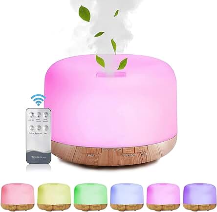 Humidificador ultrasónico de aire con control remoto y difusor de aromas - Decdeal 500ml.