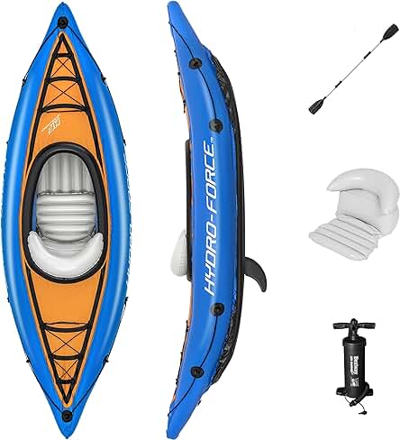 Inflable Hydro Force Cove Champion - 1 Persona - con Bomba y Paleta - Azul