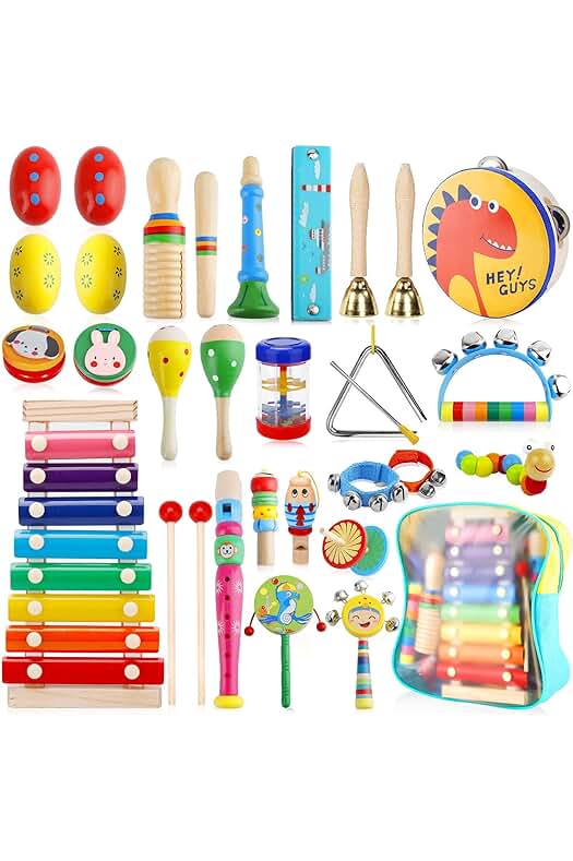 Instrumentos Musicales de Madera para Niños: Juego Educativo y Divertido de 33 Piezas