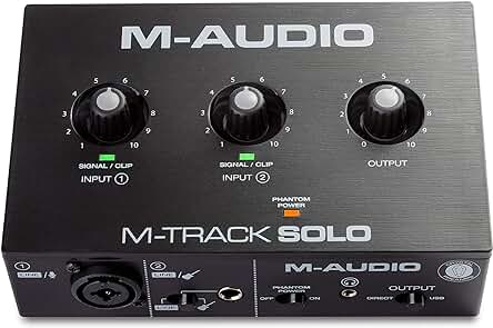 Interfaz de audio USB M-Audio M-Track Solo - Calidad y versatilidad para grabaciones y transmisiones.