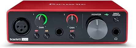 Interfaz de audio USB Scarlett Solo 3.ª gen. de Focusrite: Sonido de estudio para grabar y componer