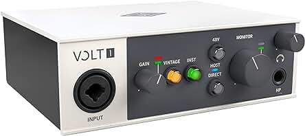 Interfaz de audio USB Universal Audio Volt 1 con software esencial para grabación, podcasting y streaming.