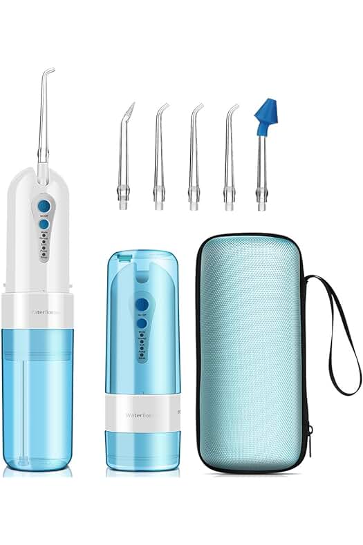 Irrigador Bucal GEEDIAR: Potente y Portátil, Recargable y Resistente al Agua, con 5 Boquillas y Nariz.
