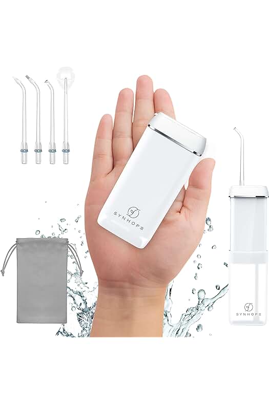Irrigador Bucal Portátil SYNHOPE: Mini Inalámbrico, Retráctil, 3 Modos de Pulso, IPX7 - ¡Ideal para Viajes!