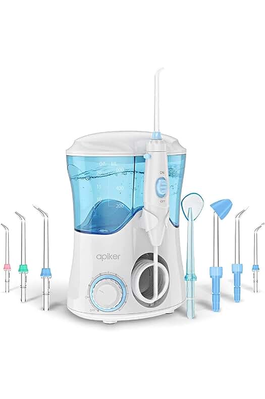 Irrigador Bucal Profesional con 8 Boquillas Multifuncionales, Capacidad 600ml, 10 Ajustes de Presión.